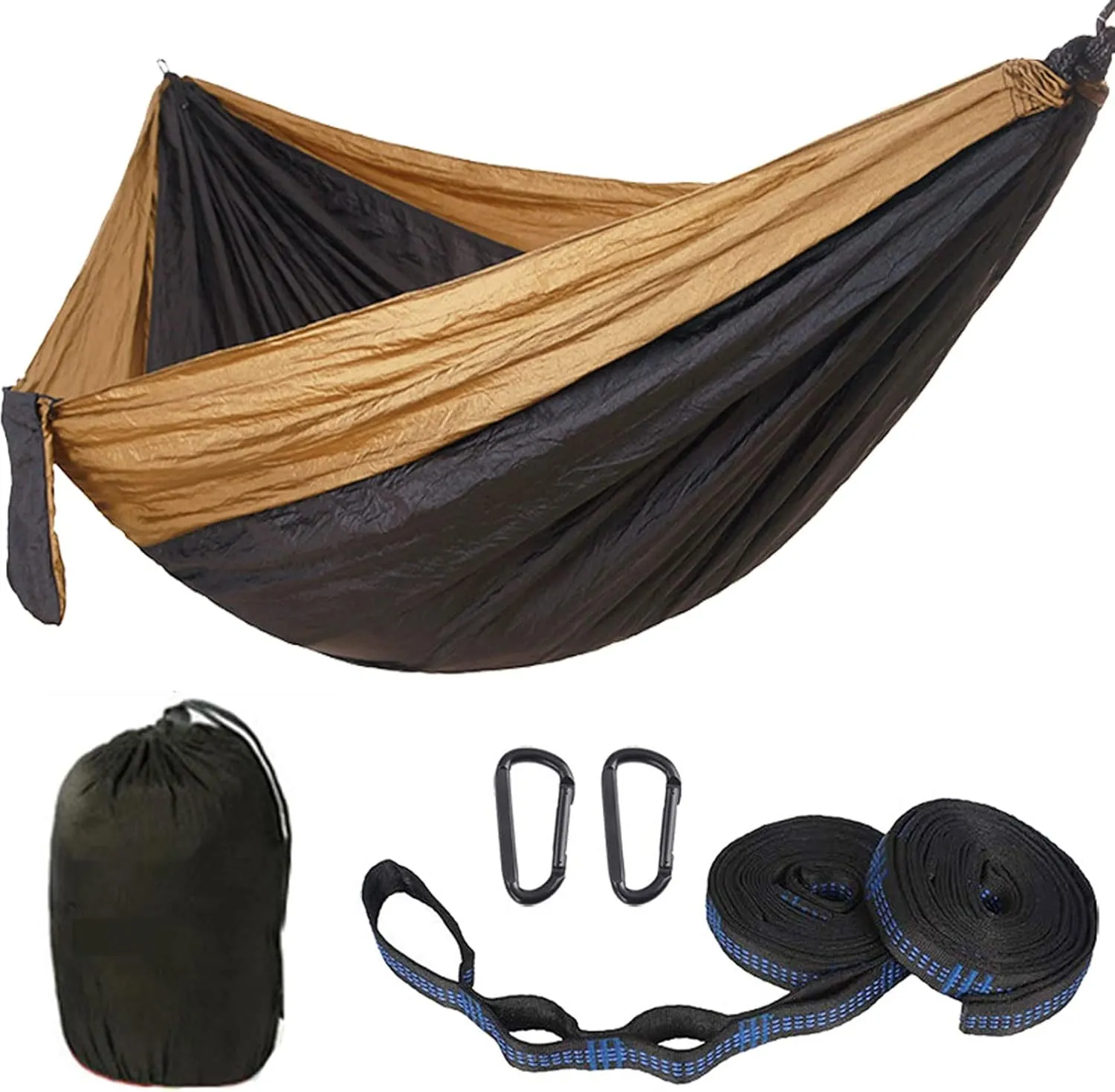 HUHJYUGE Outdoor Camping Hammock, Portable Ultralight Travel Hammocks, Breathable Nylon Parachute Hammock, with Tree Straps and Carabiners, for Hiking Backpacking (C)
