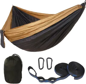 HUHJYUGE Outdoor Camping Hammock, Portable Ultralight Travel Hammocks, Breathable Nylon Parachute Hammock, with Tree Straps and Carabiners, for Hiking Backpacking (C)