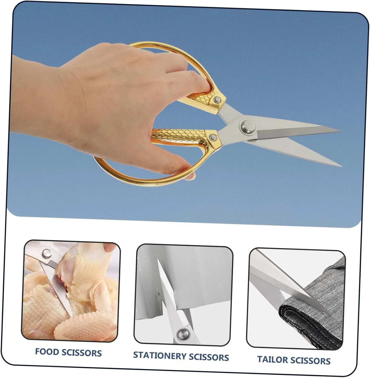 IMIKEYA Stainless Steel Kitchen Scissors Fish Pattern Design Food Shears Kitchen Scissor Ergonomic Handle