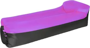 Inflatable Lounger Air Sofa Hammock - Portable, Water-Resistant and Leakproof Ideal for Backyard, Lakeside, Beach, Camping and More (Pillow-Shaped Purple and Black Splicing.)