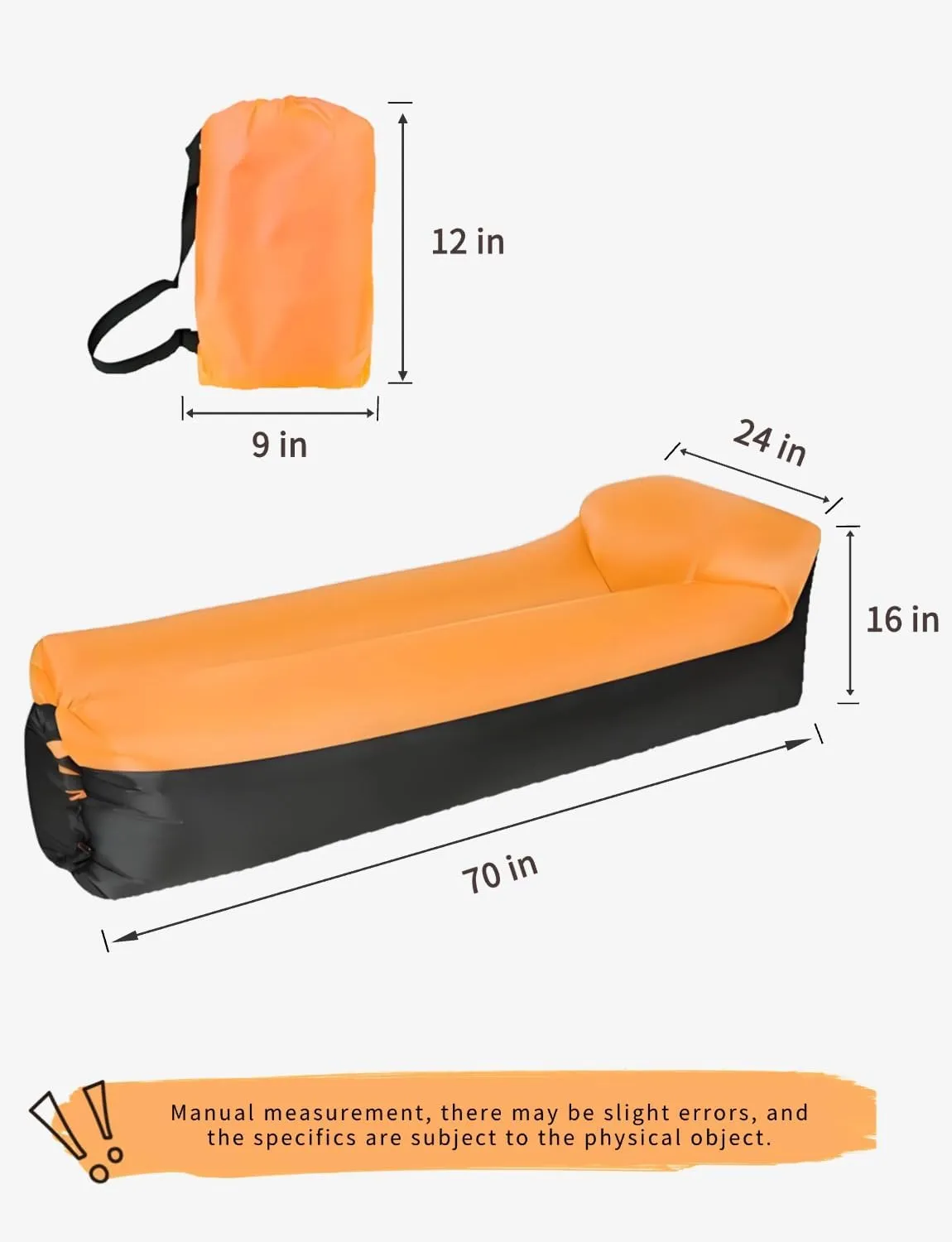Inflatable Lounger Air Sofa Hammock - Portable, Water-Resistant and Leakproof Ideal for Backyard, Lakeside, Beach, Camping and More (Pillow-Shaped Purple and Black Splicing.)