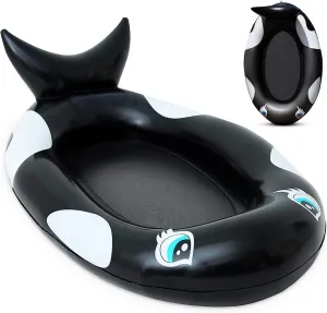 Inflatable Whale Pool Float for Adults - Black and White Inner Tube, Swimming Pool Tubes, Pool Floaties and Pool Party Toy