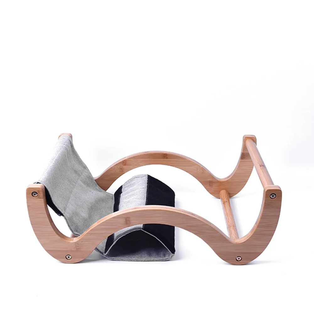 INSTACHEW Raunji Cat Hammock for Small to Medium Pets, Durable Flat Bed with Bamboo Wooden Frame, Mouldable Linen, and Breathable Mesh Mat for Kitten or Puppy