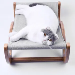 INSTACHEW Raunji Cat Hammock for Small to Medium Pets, Durable Flat Bed with Bamboo Wooden Frame, Mouldable Linen, and Breathable Mesh Mat for Kitten or Puppy