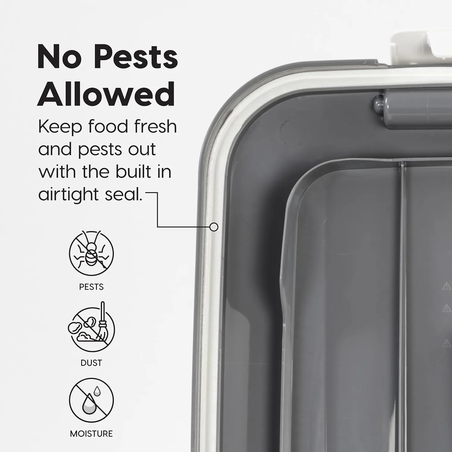 IRIS USA Dog Food Storage Container with Wheels, Airtight Lid, 2-Cup Scoop, Up to 54 Pounds Pet Food Storage, Built in Scoop Storage in Lid, Versatile Pet Food Bin, Portable, BPA Free, Gray/Dark Gray
