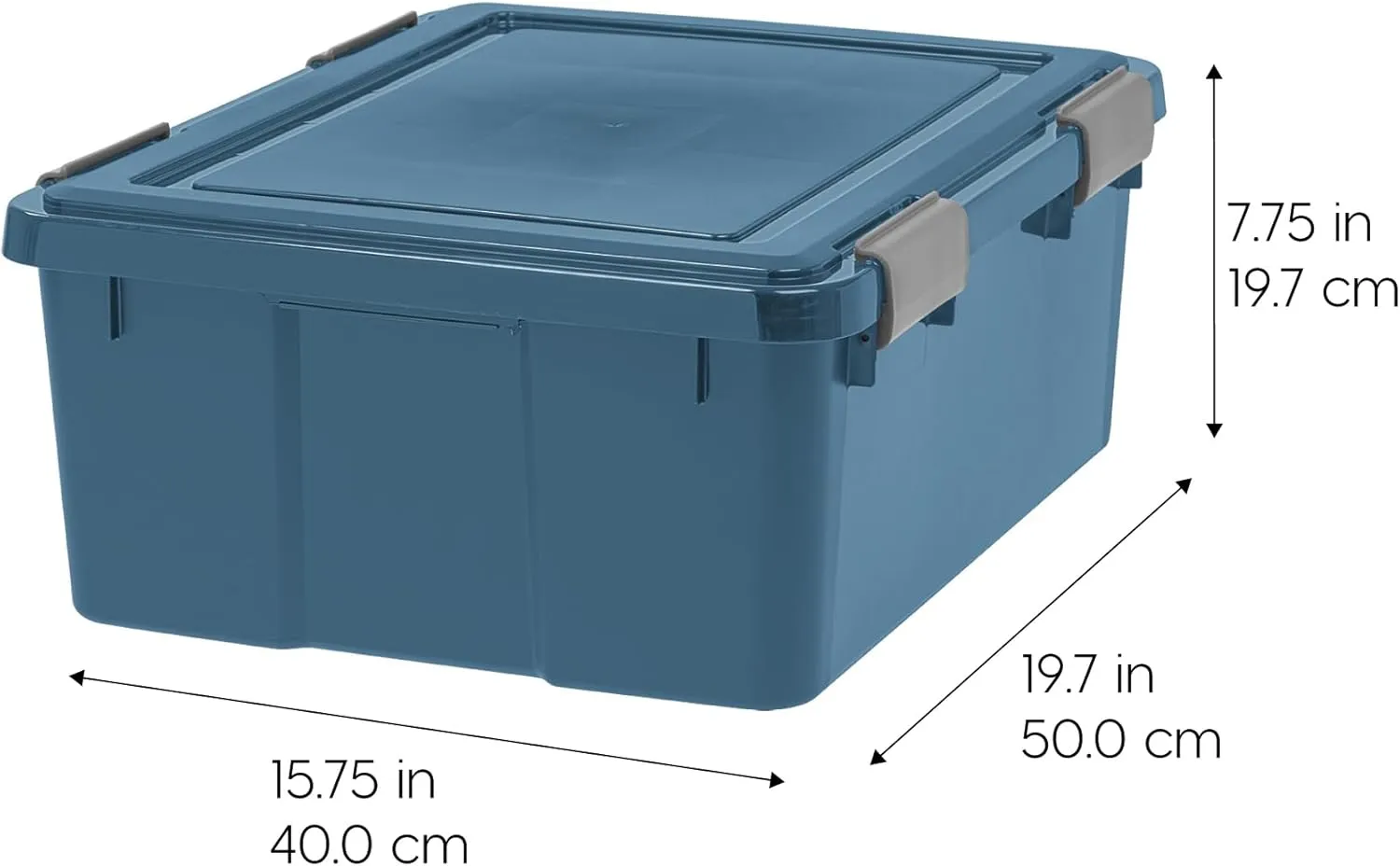 IRIS USA WeatherPro 31 Qt Eco-Friendly Storage Bins with Lids, 4 Pack, BPA-Free Plastic Gasket Box with Tight Latch and Seal, Stackable Nestable Tote Tub - Navy