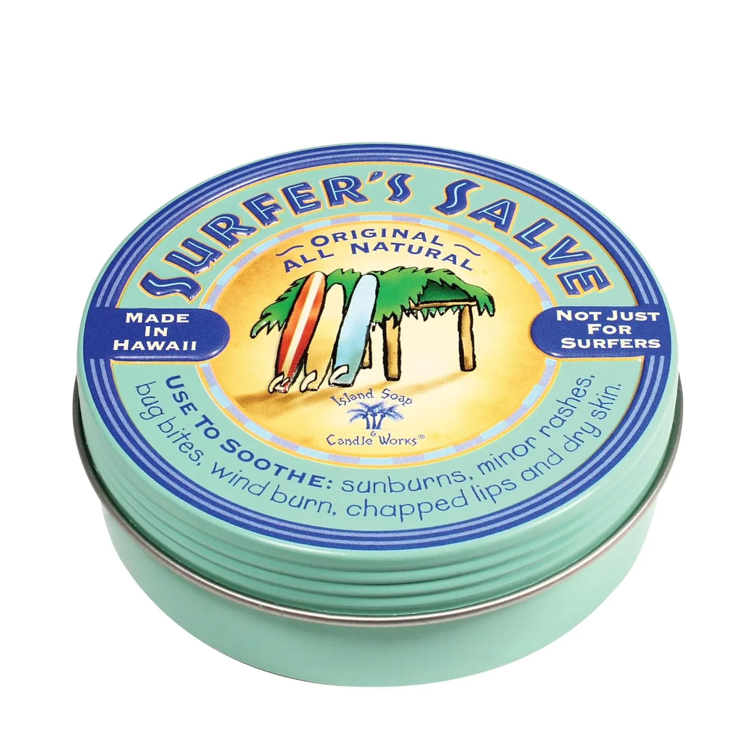 Island Soap & Candle Works Surfer's Salve - All Natural Skin Soothing Balm - Moisturizing Anti-Chafing Ointment for Insect Bites, Sunburn, Windburn, Chapped Lips, Rashes & New Tattoos - 4 Ounce