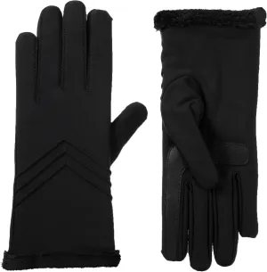 Isotoner Women's Spandex Chevron Gloves – Microluxe Lining, smartDri, Touchscreen, Water Repellent, Black, Large/XL