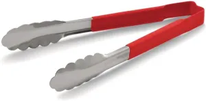 Jacob's Pride 1-Piece Color Coded Kool-Touch S/S Scalloped Tong, Red