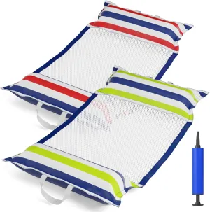 Jasonwell Inflatable Pool Hammock Float - 2 Pack Water Hammock Pool Floaties Multi-Purpose (Saddle Lounge Chair Drifter) 4 in 1 Lake Beach Floating Loungers Swimming Pool Floats Toys for Adults