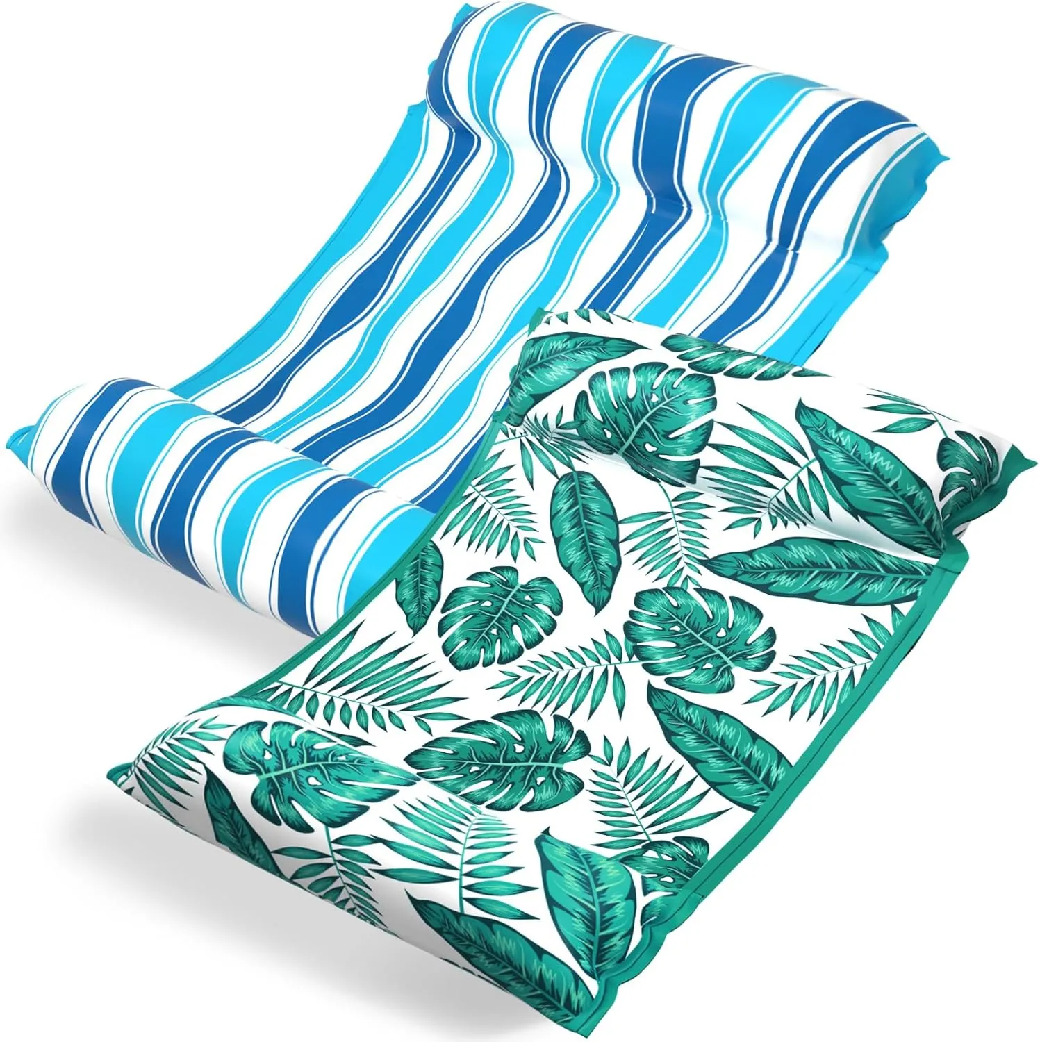 Jasonwell Water Hammock Pool Floats - 2PACK Fabric Inflatable Pool Hammock Float Floaties 4 in 1 (Saddle Lounge Chair Drifter) Lake Beach Floating Loungers Swimming Pool Rafts Toys for Adults