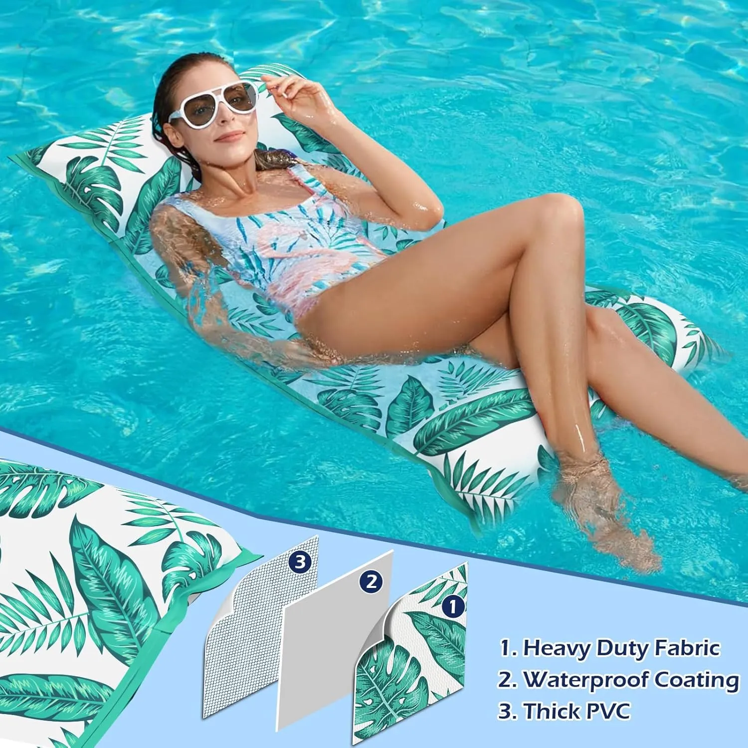 Jasonwell Water Hammock Pool Floats - 2PACK Fabric Inflatable Pool Hammock Float Floaties 4 in 1 (Saddle Lounge Chair Drifter) Lake Beach Floating Loungers Swimming Pool Rafts Toys for Adults