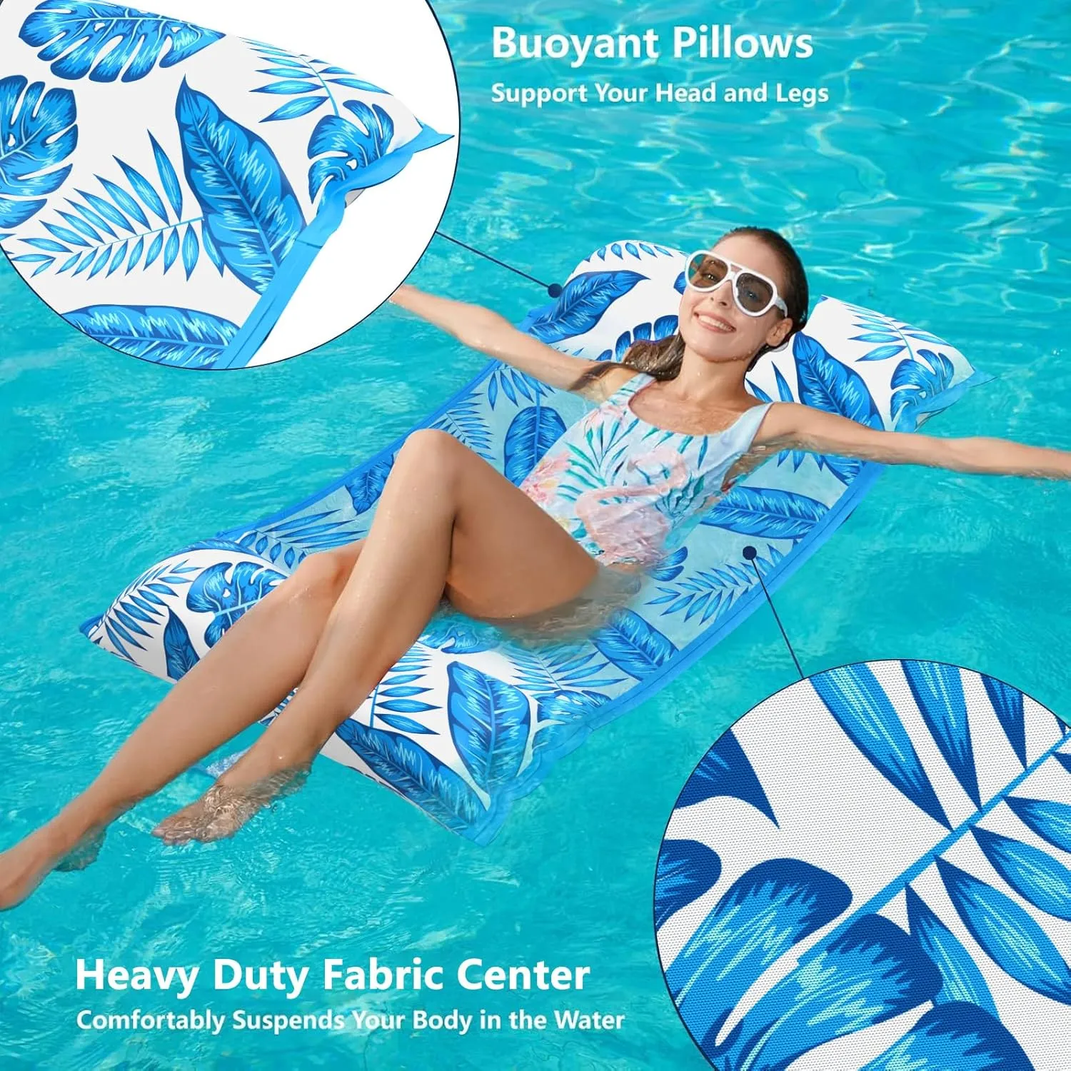 Jasonwell Water Hammock Pool Floats - 2PACK Fabric Inflatable Pool Hammock Float Floaties 4 in 1 (Saddle Lounge Chair Drifter) Lake Beach Floating Loungers Swimming Pool Rafts Toys for Adults