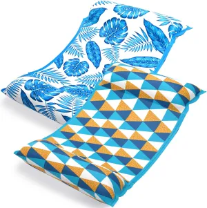 Jasonwell Water Hammock Pool Floats - 2PACK Fabric Inflatable Pool Hammock Float Floaties 4 in 1 (Saddle Lounge Chair Drifter) Lake Beach Floating Loungers Swimming Pool Rafts Toys for Adults