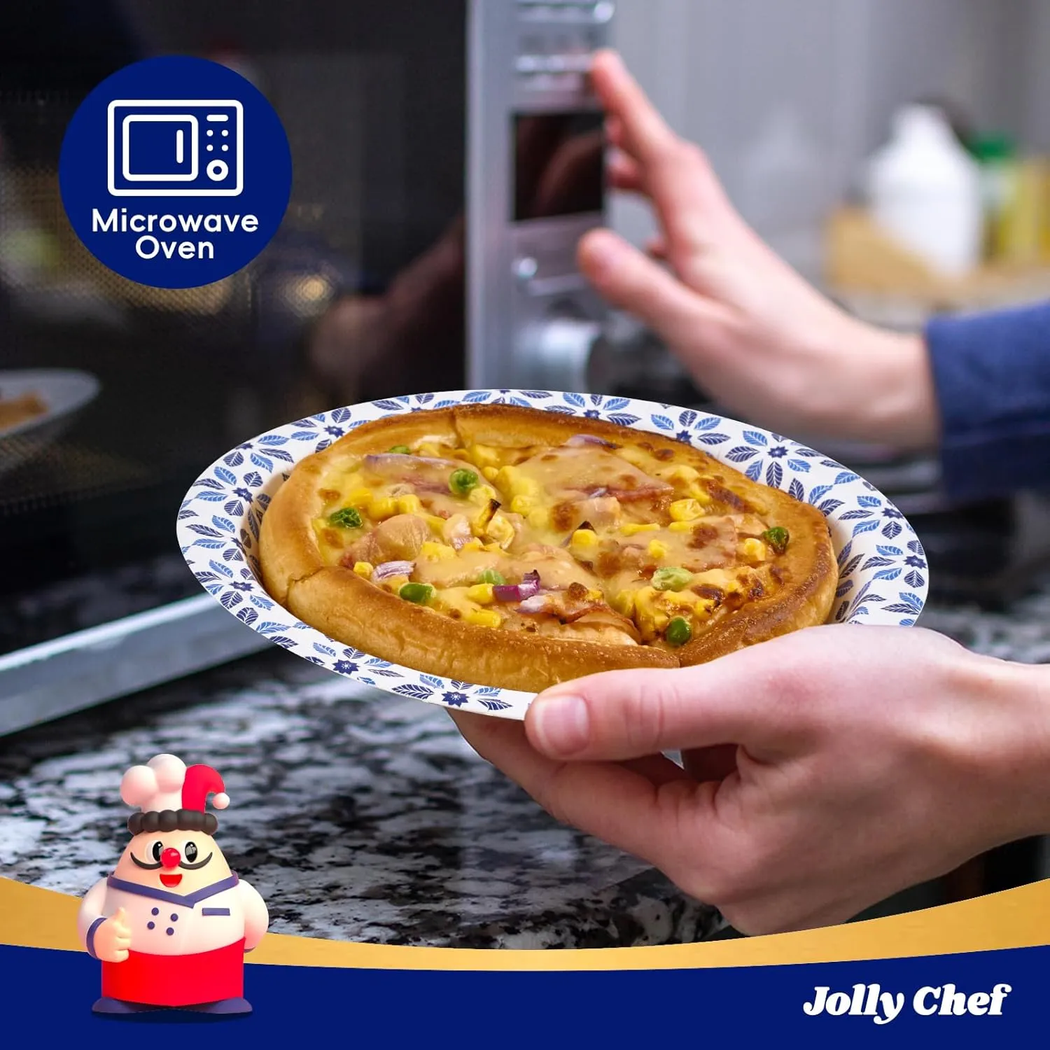 JOLLY CHEF 8.37 inch Paper Plates 280 Count Soak Proof, Cut Proof, Heavy Duty Printed Disposable Plate for Everyday Use