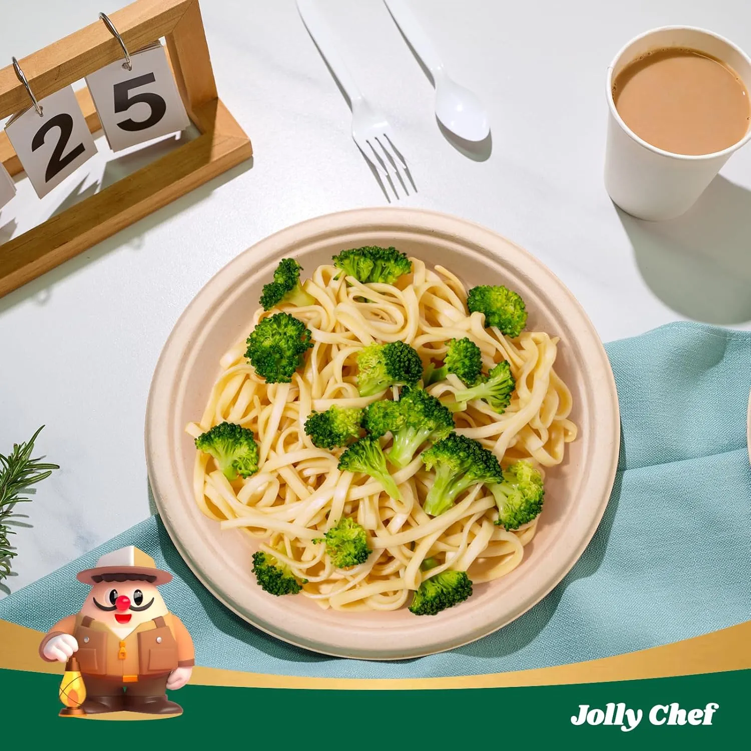 JOLLY CHEF Compostable Heavy Duty Plates 𝟭𝟬 𝗜𝗻𝗰𝗵 [𝟭𝟮𝟱 𝗣𝗮𝗰𝗸] Eco-Friendly Disposable Paper Plates Made of Bagasse Biodegradable Bulk for Party Dinner Sugarcane Fibers Round (Natural)