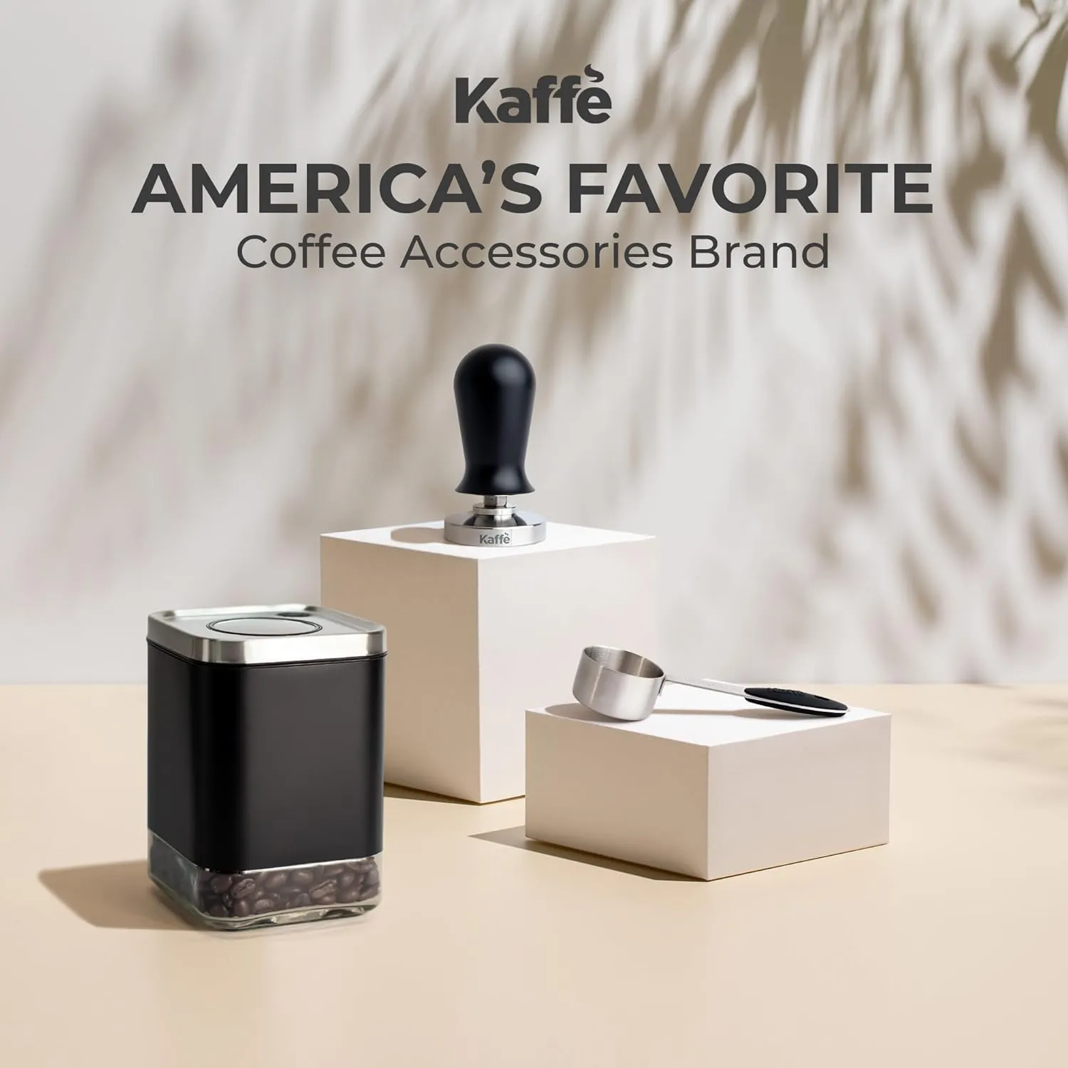 Kaffe Glass Coffee Canister (8oz) w/Airtight Lid - Click to Release Seal - BPA Free Glass & Stainless Steel - Elegant Kitchen Storage Container for Coffee, Nuts, Rice, Flour, Sugar, Tea, Cereal