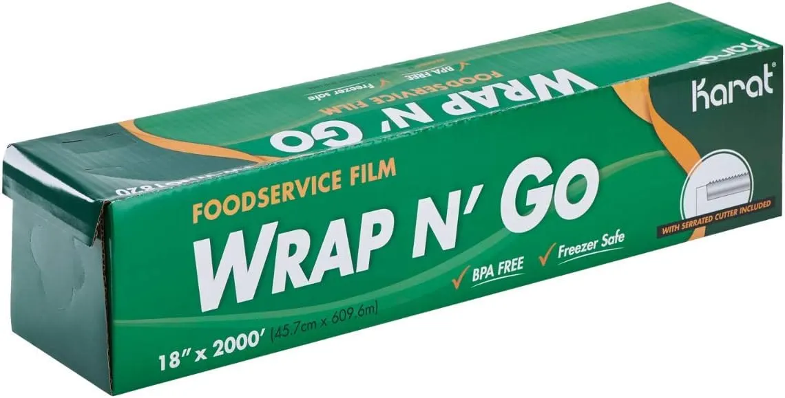 Karat 18-Inch x 2000 ft WRAP N’ GO Foodservice Film with Serrated Cutter