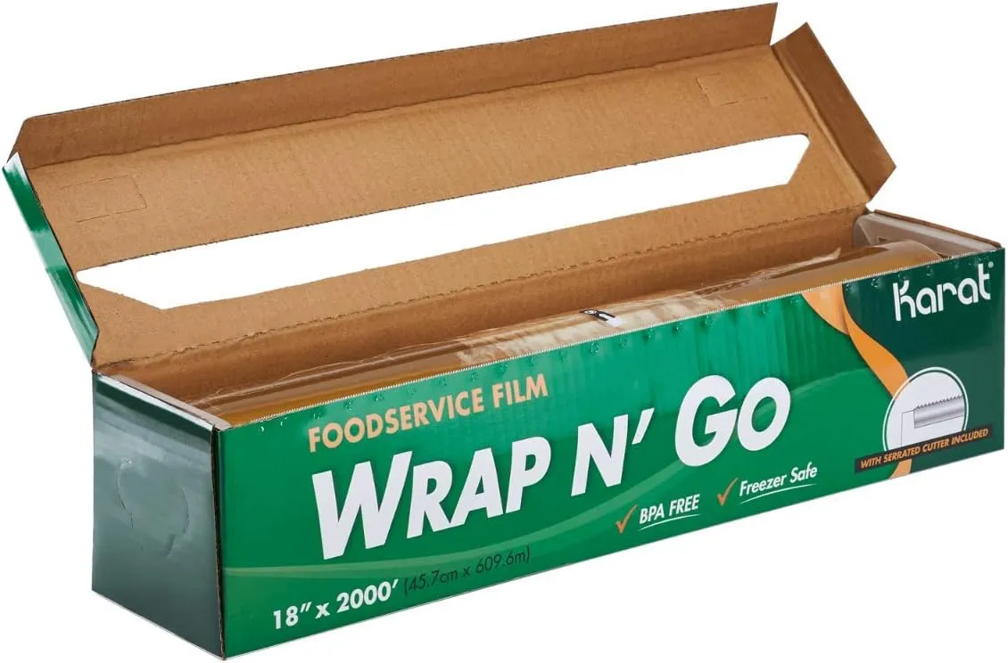 Karat 18-Inch x 2000 ft WRAP N’ GO Foodservice Film with Serrated Cutter