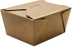 Karat FP-FTG30K 30 fl.oz. 4.3" x 3.5" x 2.4" Fold-to-Go Box #1, Kraft (Pack of 450)