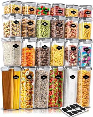 KICHLY Airtight Food Storage Containers With Lids (24 Pack) - Pantry Organizers - Pantry Storage - For Cereal & More