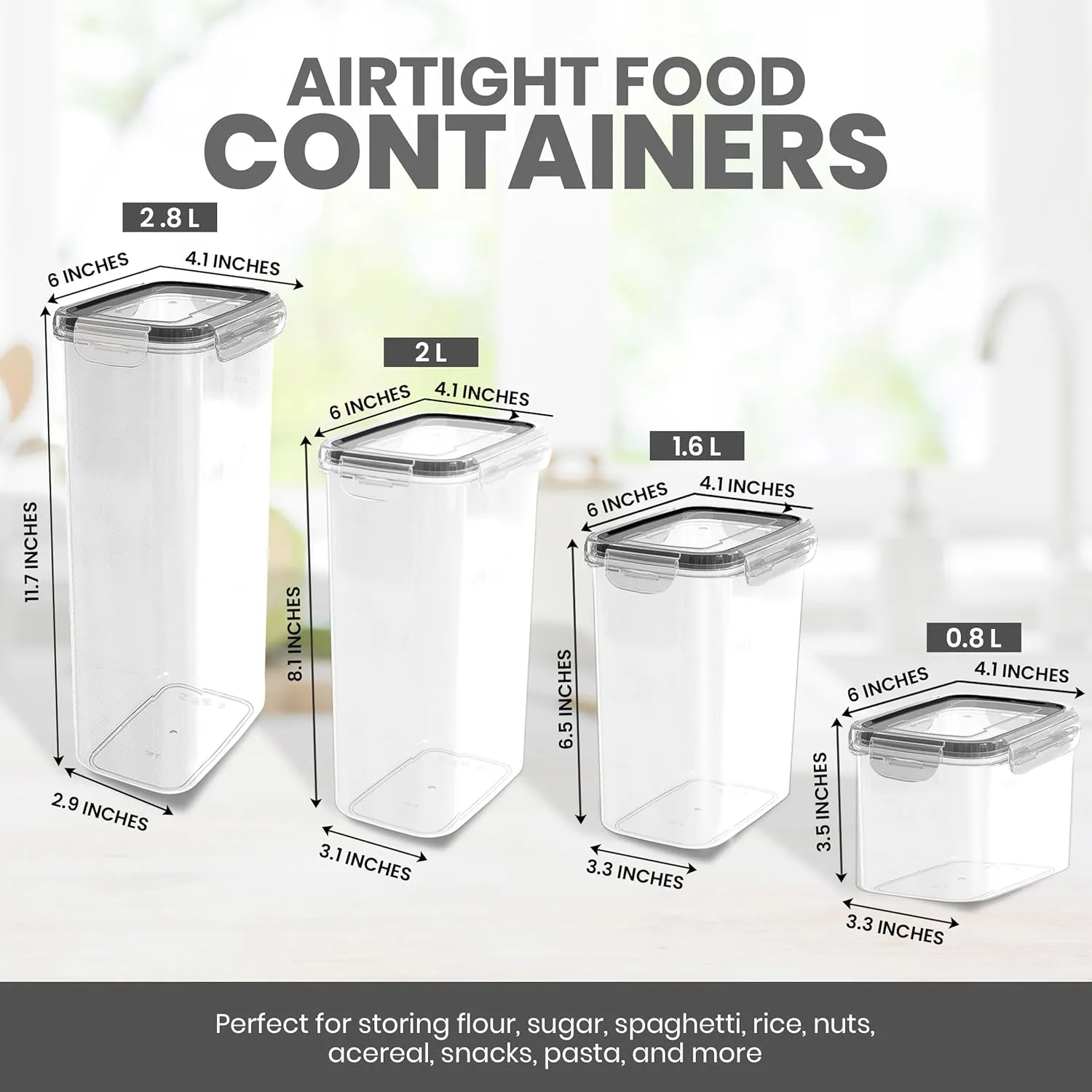 KICHLY Airtight Food Storage Containers With Lids (24 Pack) - Pantry Organizers - Pantry Storage - For Cereal & More