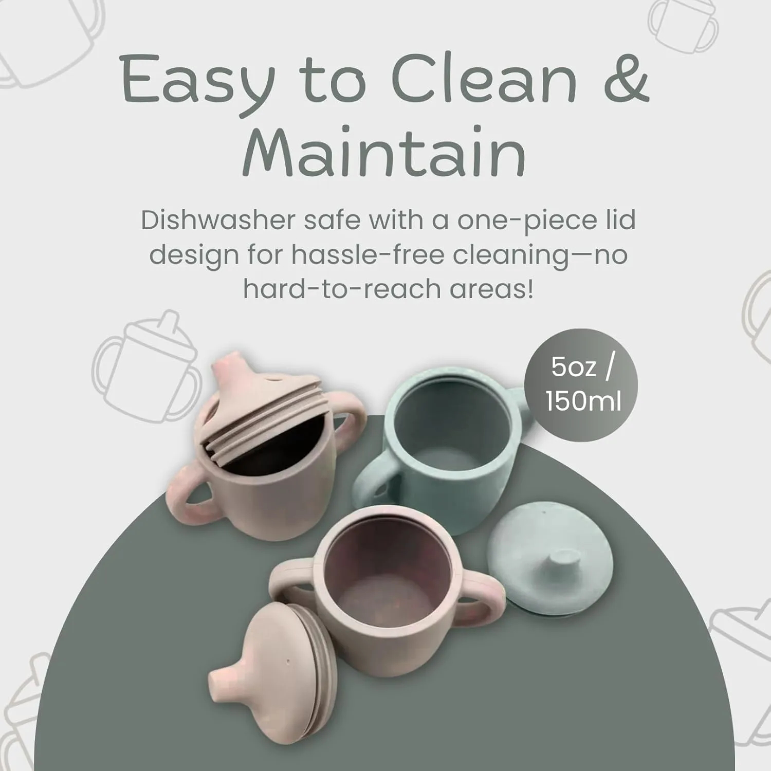 KIDSco Silicone Baby Sippy Cups Unbreakable Training Cup with Easy Grip Handles, a Soft Spout No Spill Proof for Transition Babies 6 month 6  6-12 Months First Year Old Toddler - Toddlers 1-3 |2-PACK|
