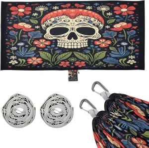 Kigai Skull Flower Camping Hammock Durable & Portable Travel Hammock Holds 330lbs with Tree Strapsm, Pocket, Camping Accessories