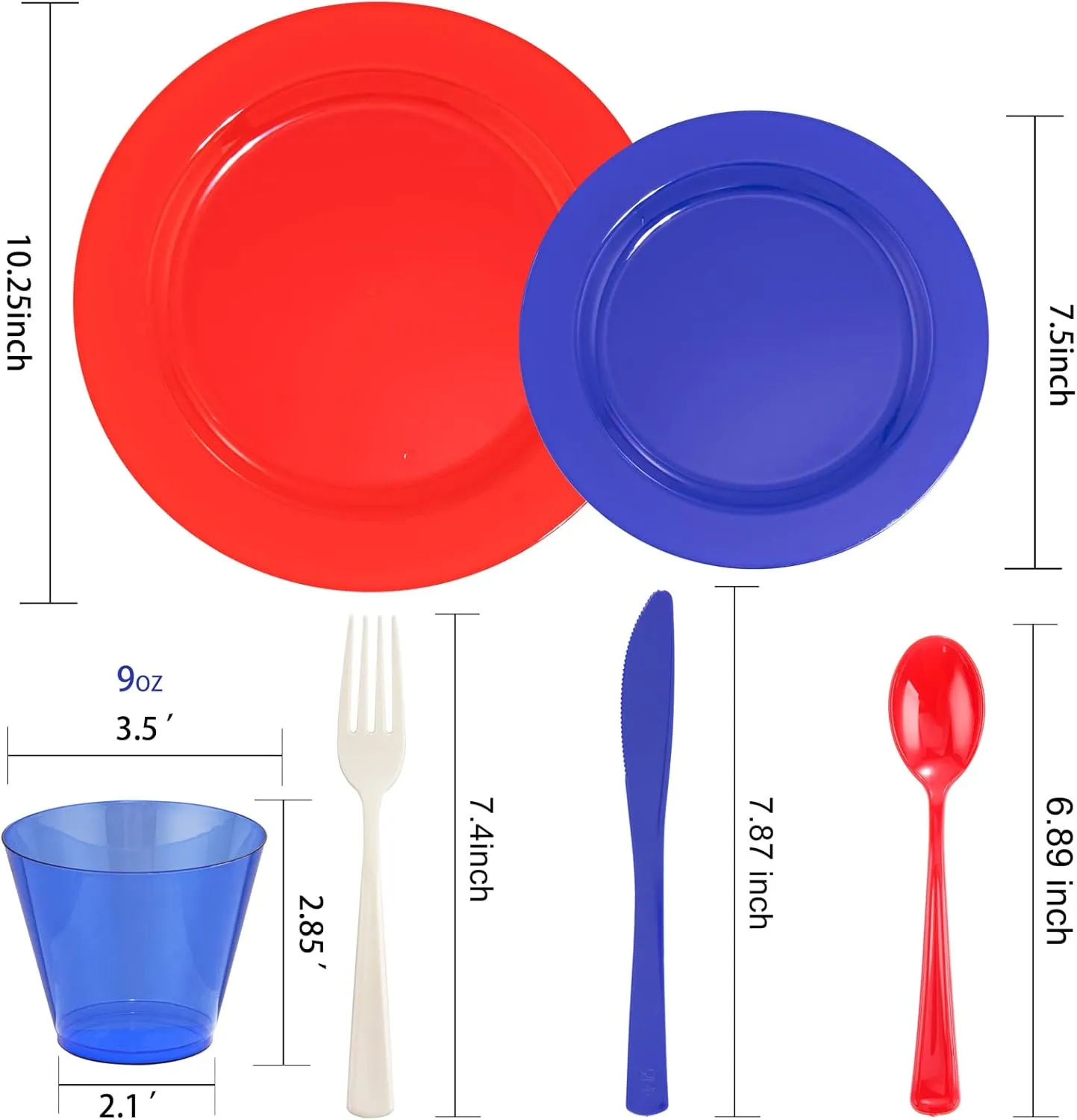 KIRE 150PCS 4th of July Plates & Red White Blue Disposable Plastic Silverware &Clear Blue Cups-American Flag Patriotic Party Supplies for Celebration Activities,Independence Day, Memorial Day