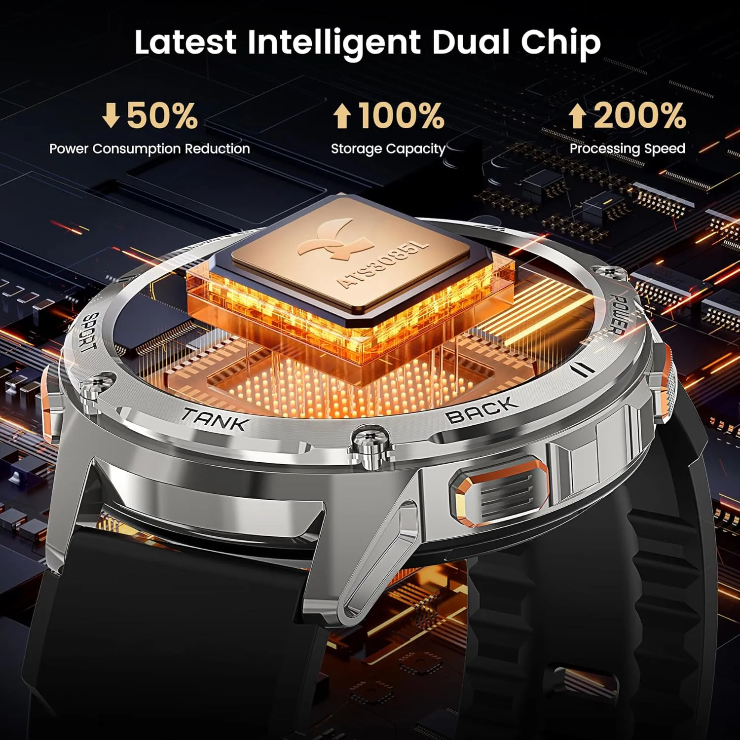KOSPET Smart Watch for Men, 60 Days Extra-Long Battery, 50M Waterproof Rugged Military Smartwatch(Answer/Make Calls)Full Metal Body, 170 Sports Mode 1.43” AMOLED Display Fitness Watch-Voice Assistant