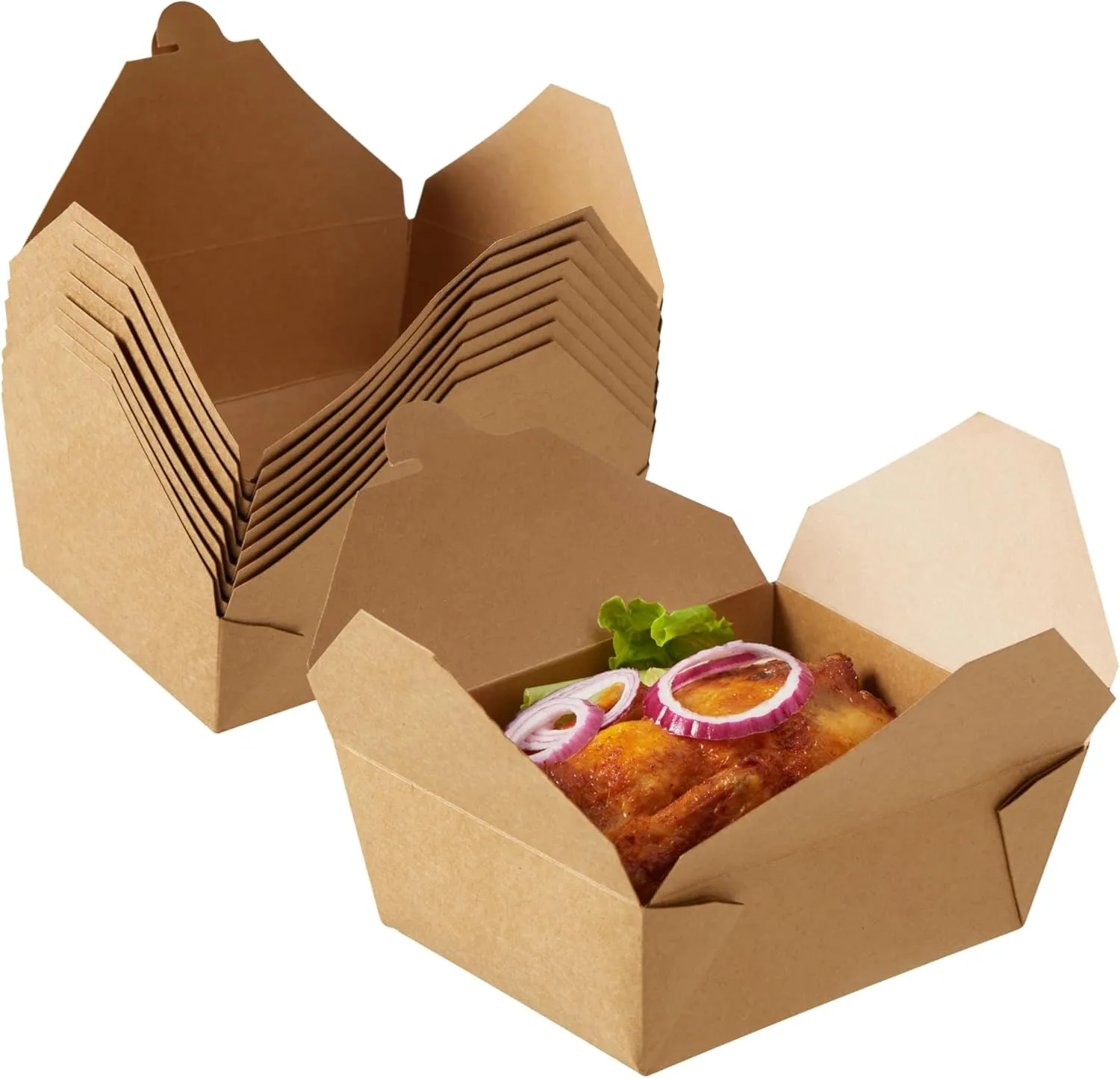 Kraft Paper To Go Boxes, Take Out Food Containers Greaseproof and Heavy Duty, Disposable To Go Containers for Restaurant, Catering and Party (75oz, 200pack)