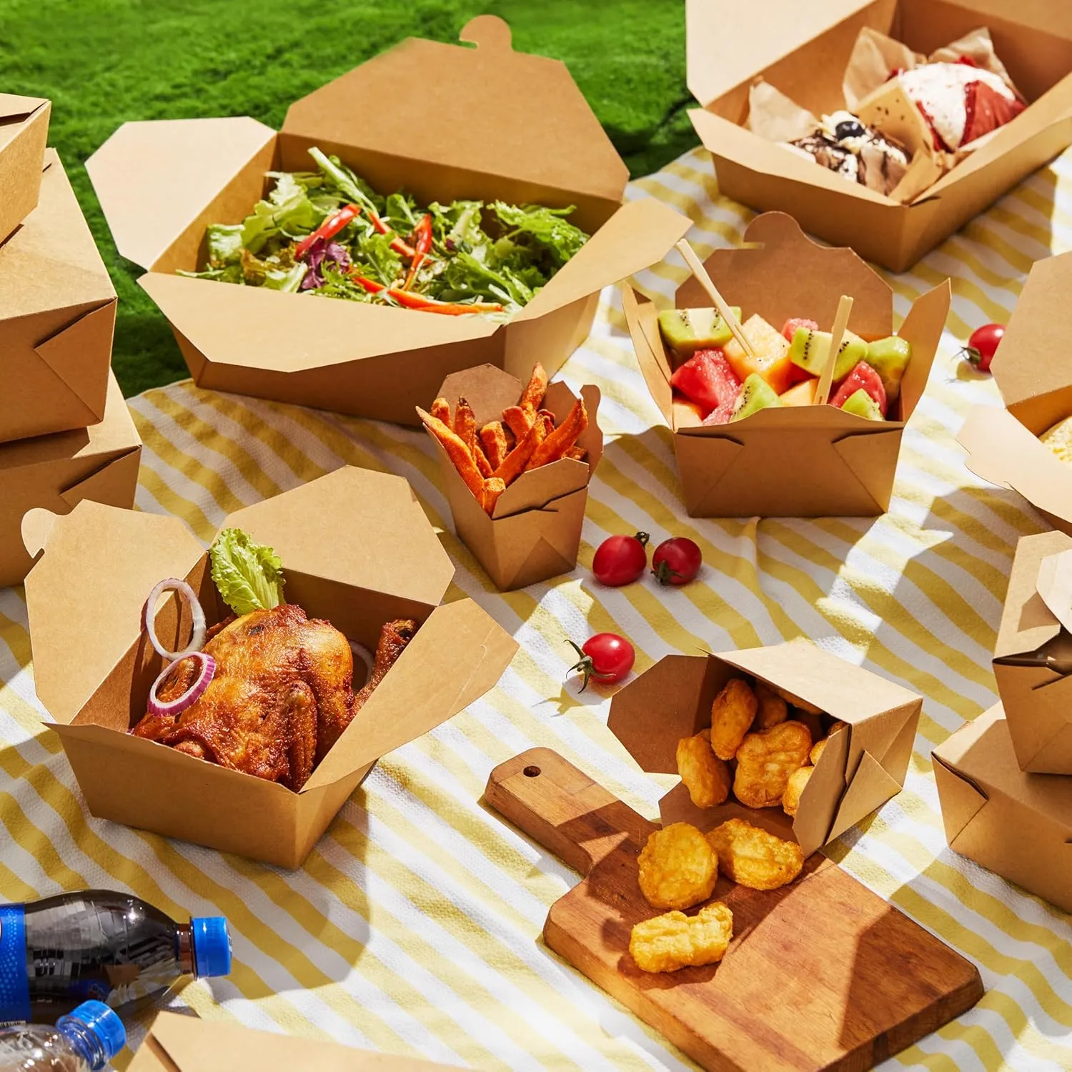 Kraft Paper To Go Boxes, Take Out Food Containers Greaseproof and Heavy Duty, Disposable To Go Containers for Restaurant, Catering and Party (75oz, 200pack)