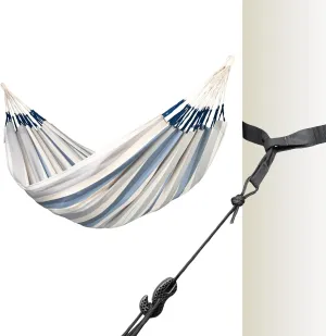 La Siesta® Large Double Brisa Classic Hammock & Tree Mount, Trees Beams Posts Suspension Kit, Indoor Outdoor Hammock Swing, Weather Resistant, Sea Salt