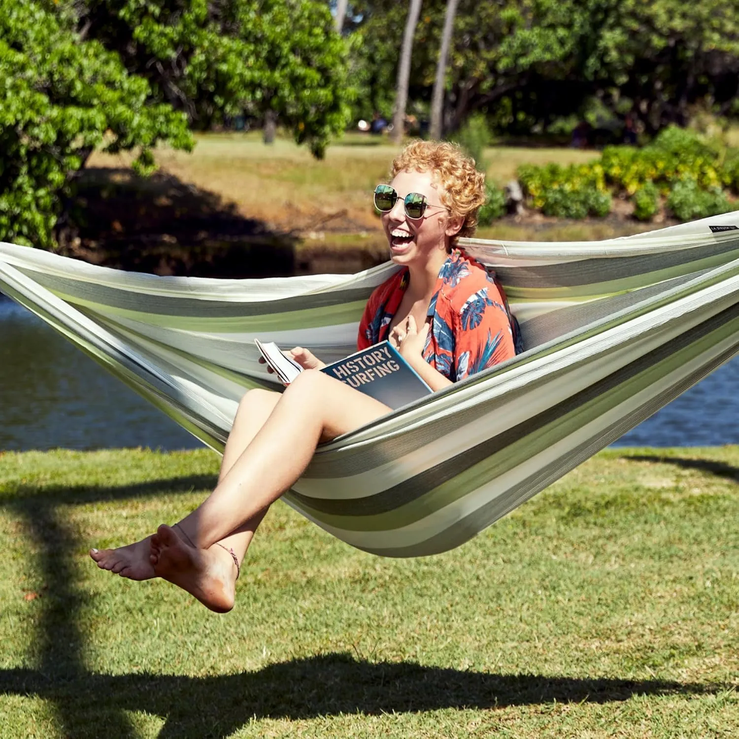 La Siesta® Large Double Brisa Classic Hammock, Outdoor Indoor Hammock Swing - Handmade Weather & Tear Resistant Patio Backyard Bedroom Hammock, Cedar