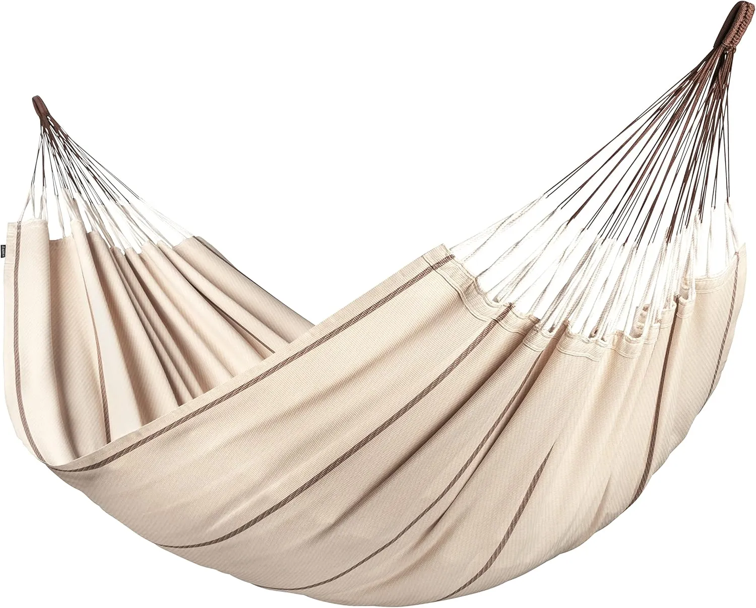 LA SIESTA® Modesta Organic Cotton Hammock & Tree Mount Kit, Beams & Posts Hammock Straps - Indoor Outdoor Hammock Swing, Portable Hammock for Outside Patio Bed - 2 Person Hammock, XL King, Nougat