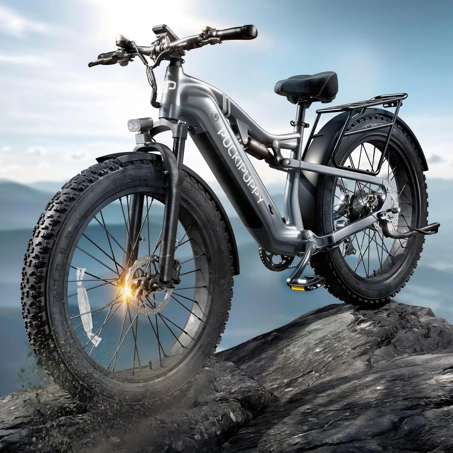 Labrador Pro Electric Bike for Adults 1350W Peak Upgrade, 48V 20AH Battery Ebike, 26" Fat Tire Full Suspension Electric Mountain Bike, 100 Miles Range, 28 MPH, 8 Speed, Torque Sensor Upgrade