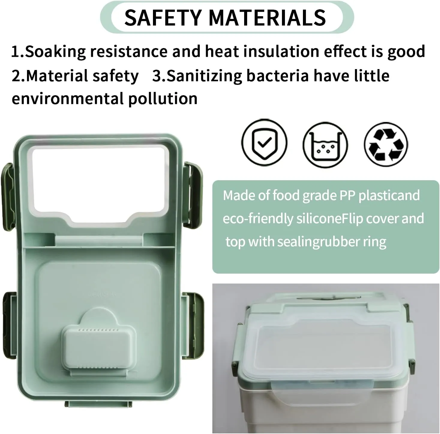 Large Flour Storage Container Bin 25lb, 2Pack Airtight Rice Storage Containers with Wheels Seal Locking Lid, BPA Free with Measuring Cup&Scoop for Flour, Rice, Grain(Green)