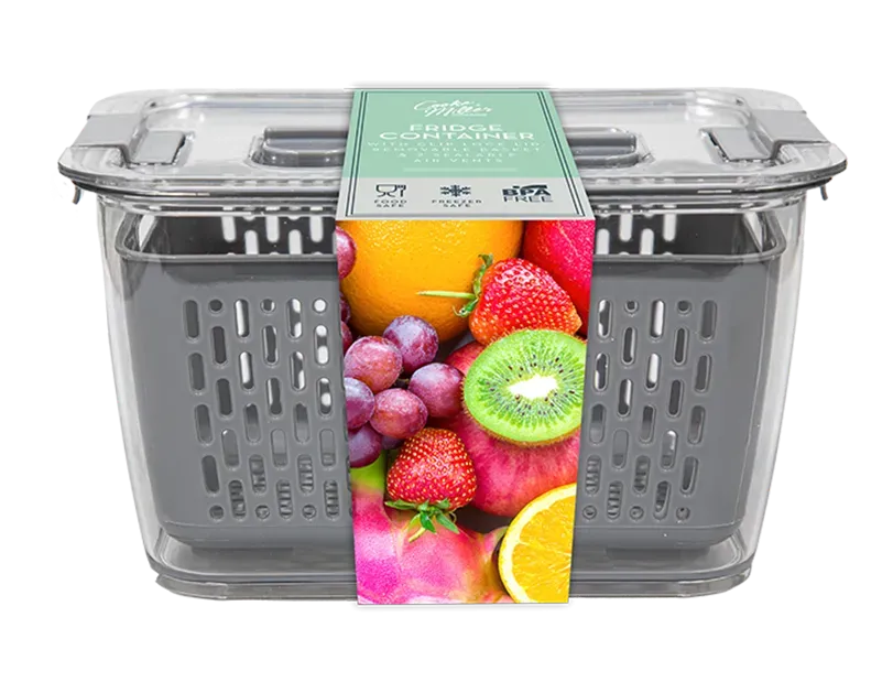 Large Fridge Container with Removeable Basket