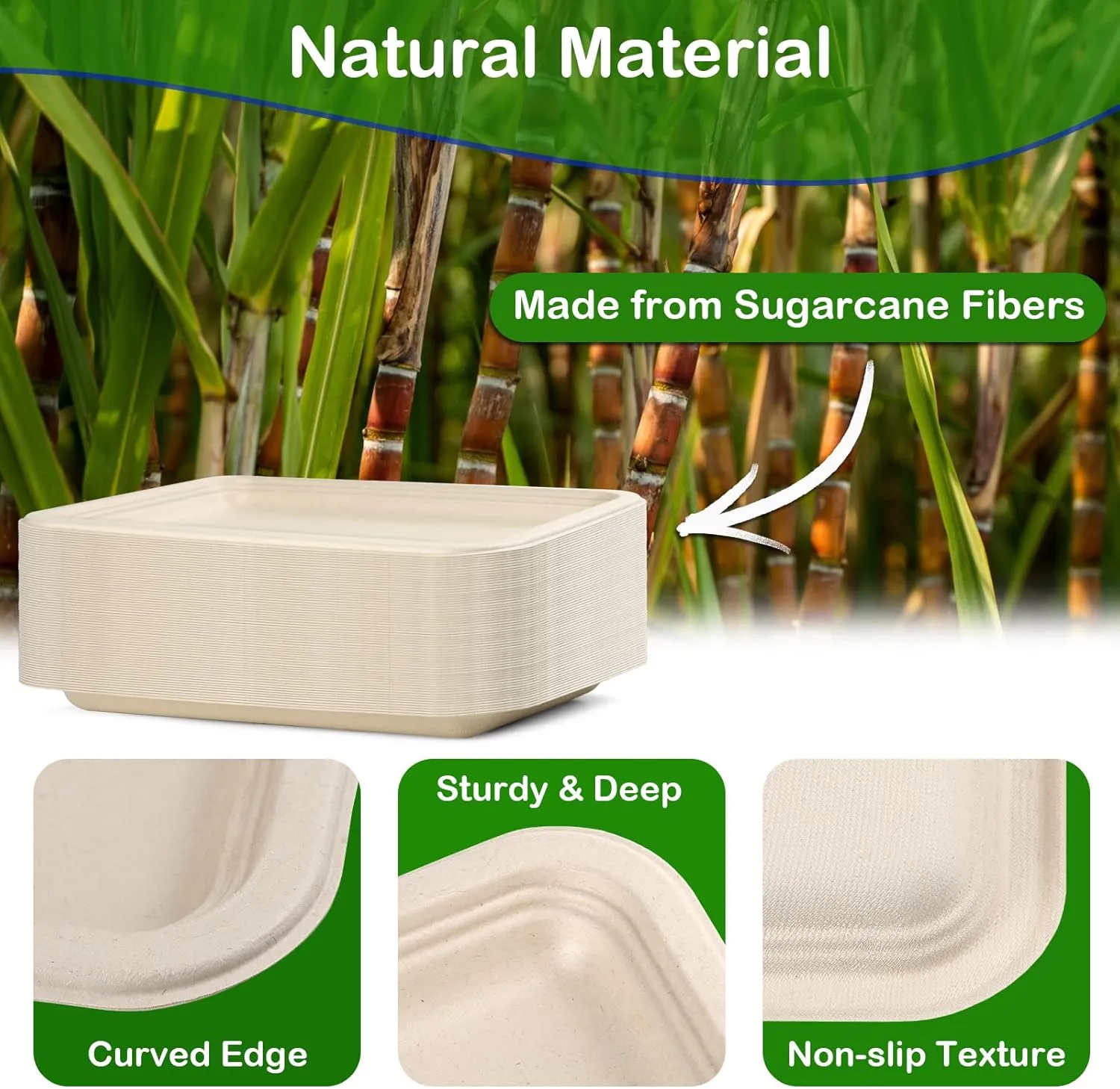 Large Paper Plates 14 Inch, 100 Pack Disposable Trays, Heavy Duty Dinner Size, Eco-Friendly Compostable Biodegradable, Strong Sturdy Brown