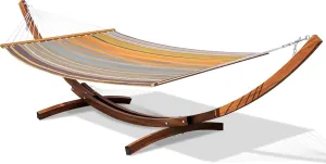 Lazy Daze Hammocks Outside 12 FT Double Quick Dry Textliene Hammock with Stand Included Curved Metal Hammock Stand for Outdoor 450 Lbs Capacity, Coffee