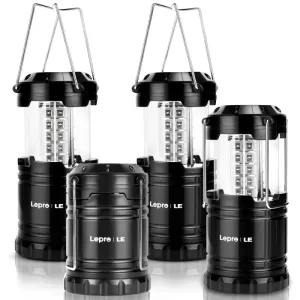 LED Collapsible Camping Lantern 4-Packs, Super, Battery Powered Camping Light, IPX4 Resistant, Portable Emergency