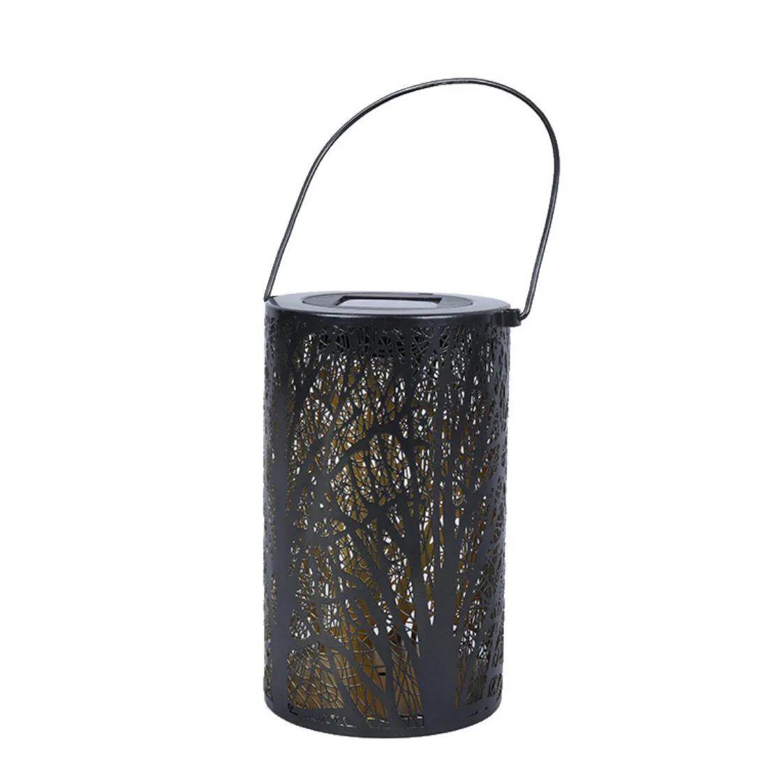 LED Solar Lantern Hanging Light with Handle Solar Lantern Waterproof Solar Landscape Lantern Shadow Light for Outdoor Garden Hollow