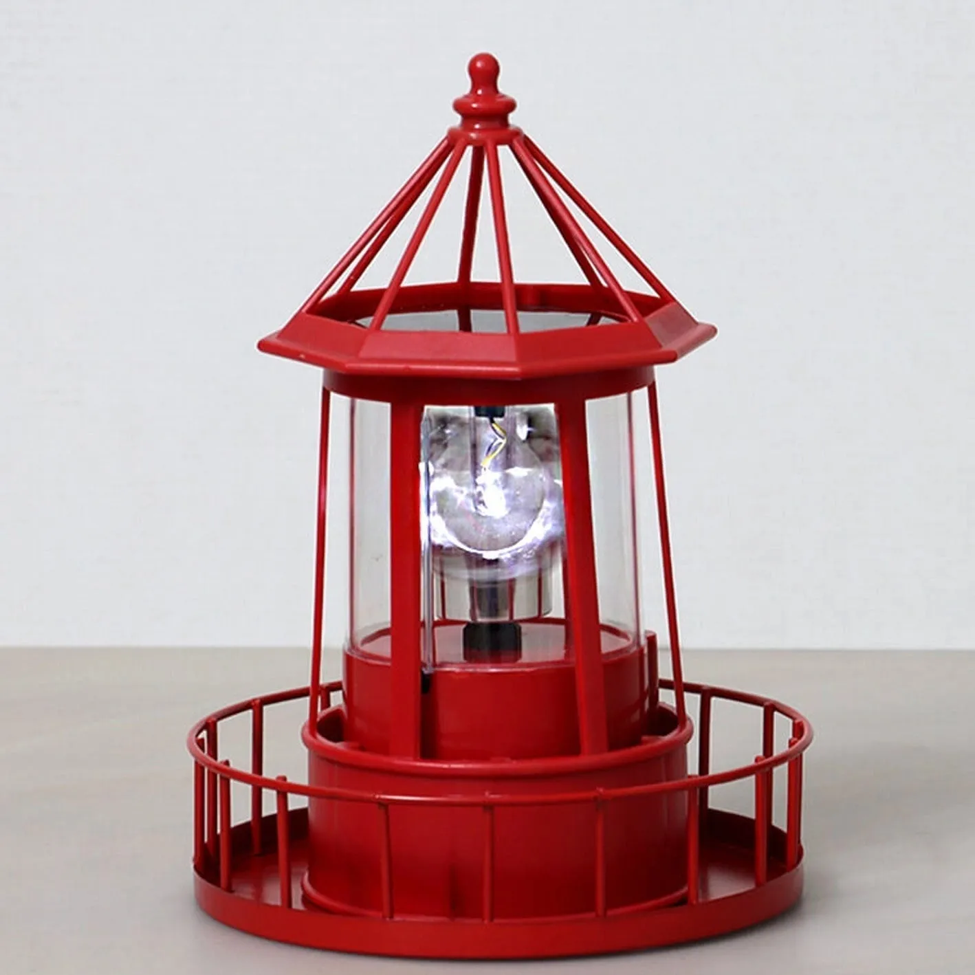 LED Solar Rotating Lighthouse Lantern - Modern Nautical Decor