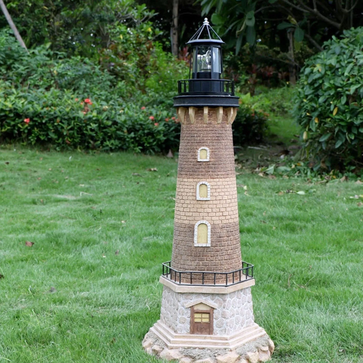 LED Solar Rotating Lighthouse Lantern - Modern Nautical Decor