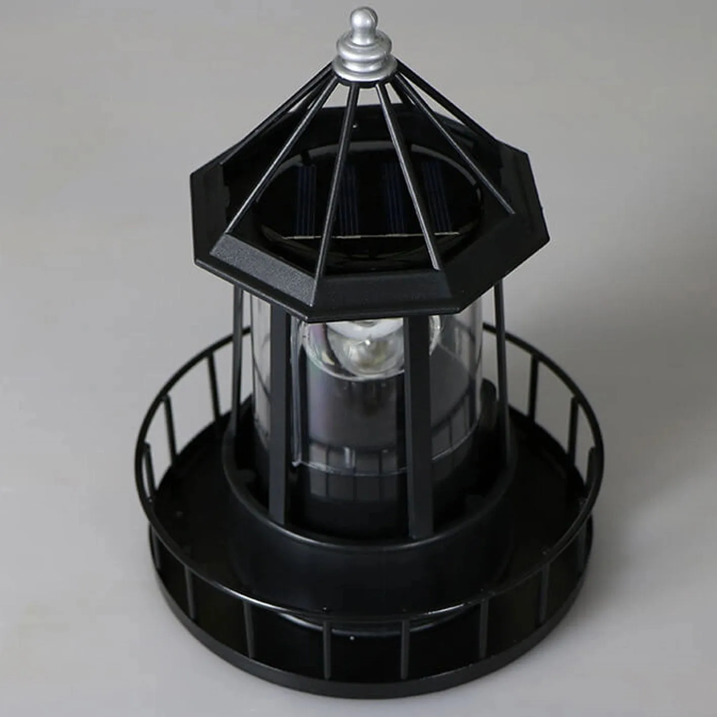 LED Solar Rotating Lighthouse Lantern - Modern Nautical Decor