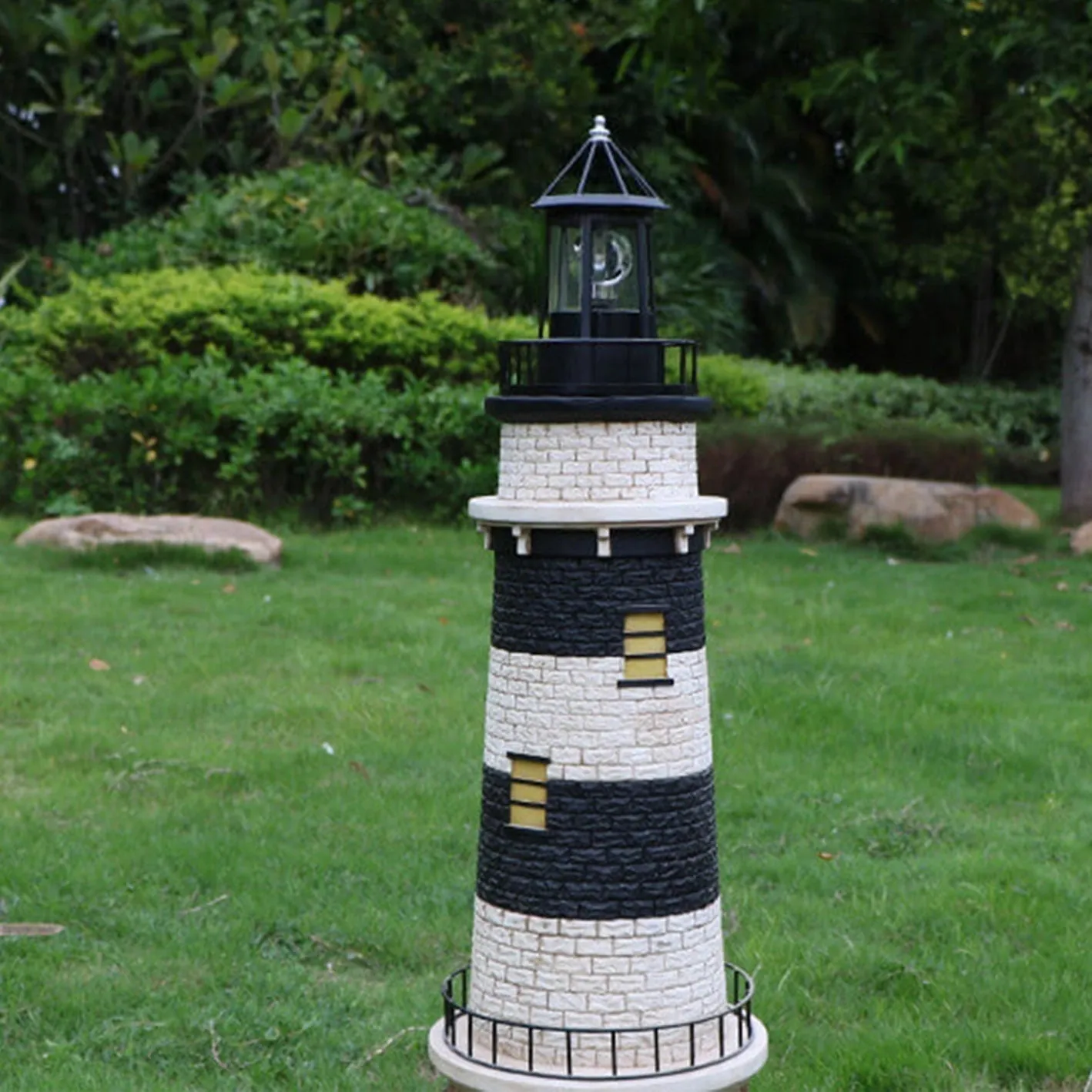 LED Solar Rotating Lighthouse Lantern - Modern Nautical Decor