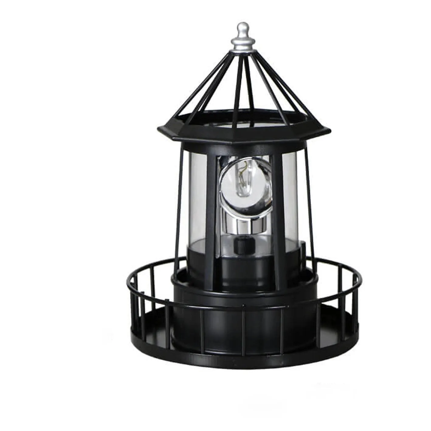 LED Solar Rotating Lighthouse Lantern - Modern Nautical Decor