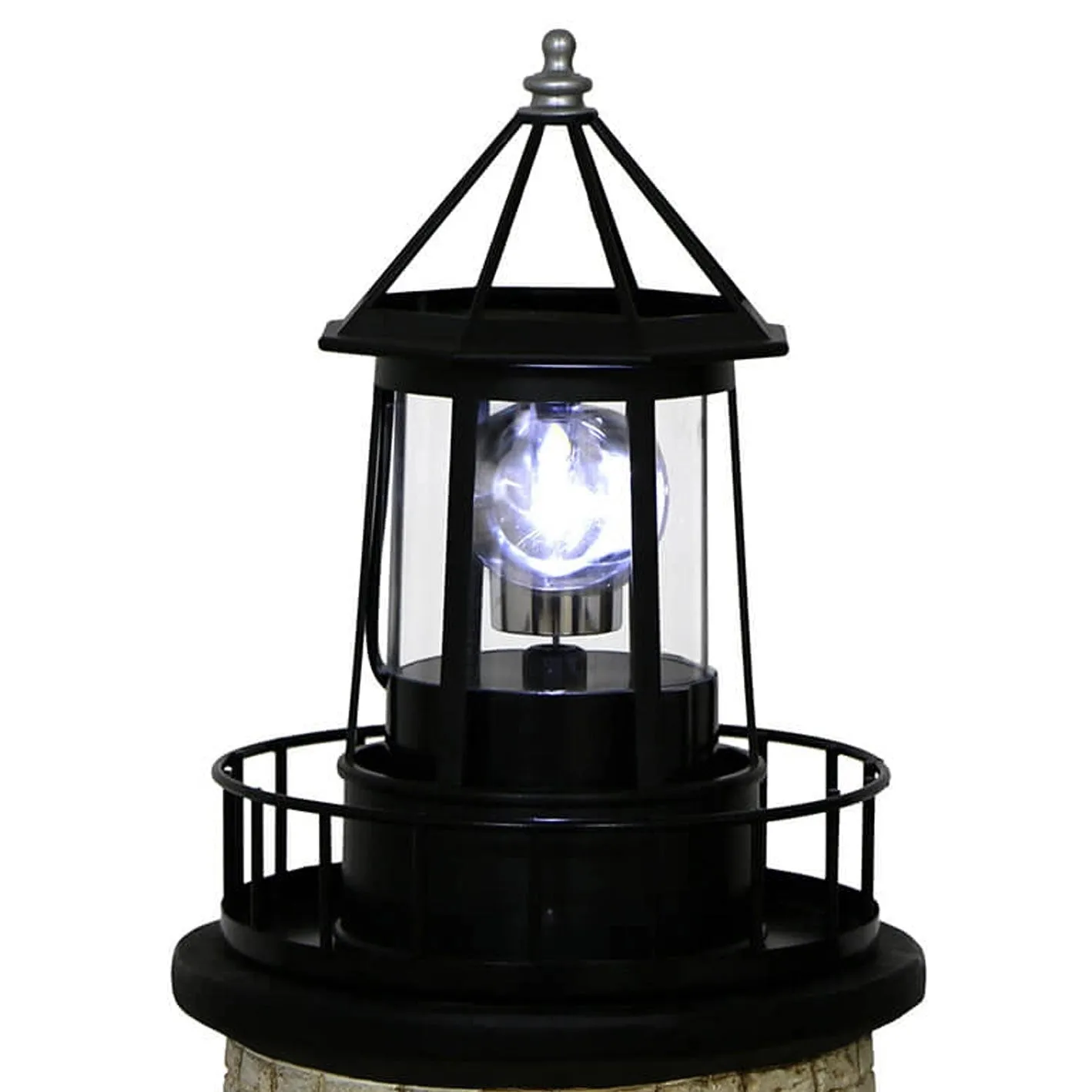 LED Solar Rotating Lighthouse Lantern - Modern Nautical Decor