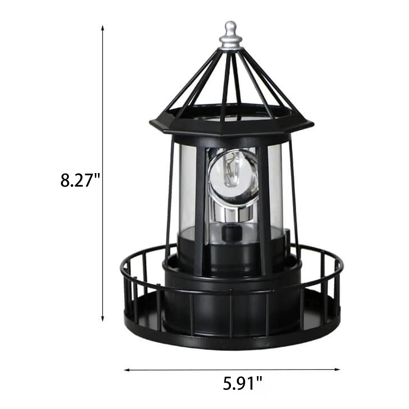 LED Solar Rotating Lighthouse Lantern - Modern Nautical Decor