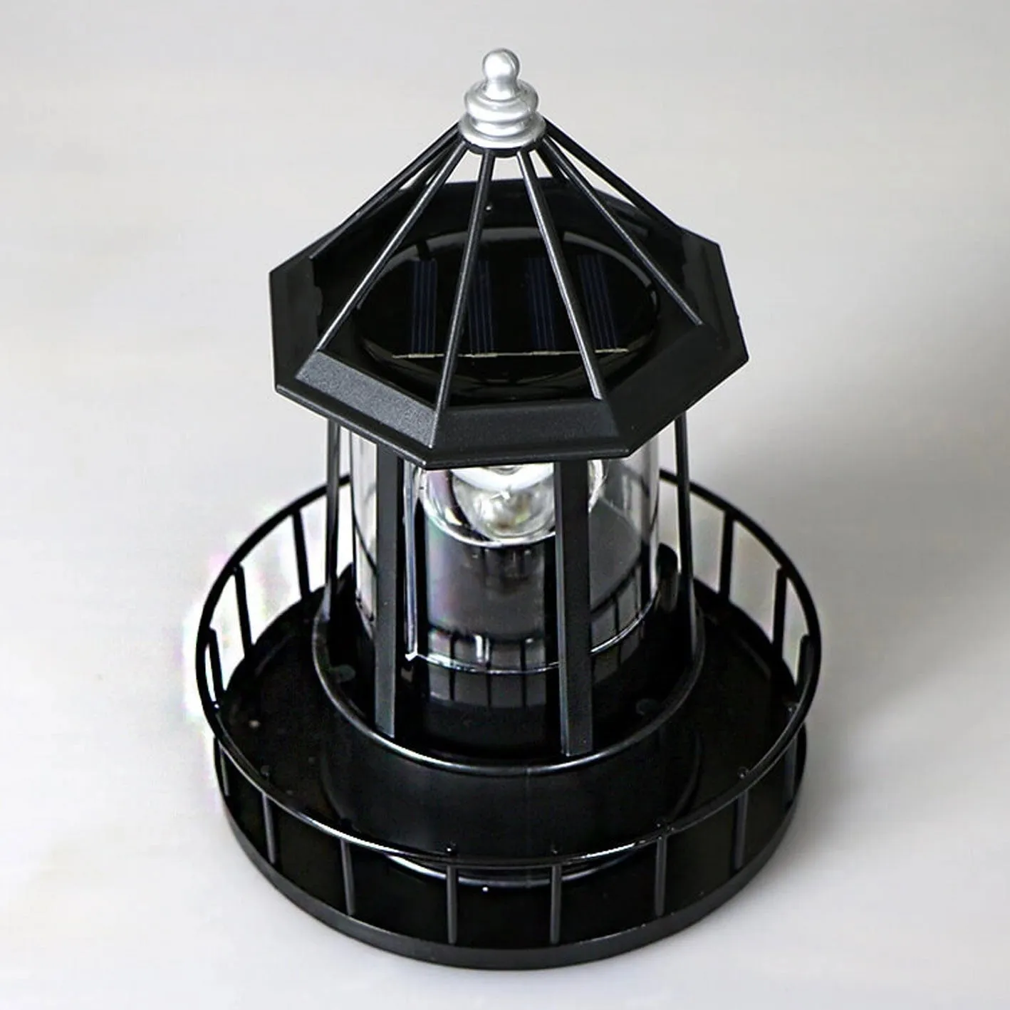 LED Solar Rotating Lighthouse Lantern - Modern Nautical Decor